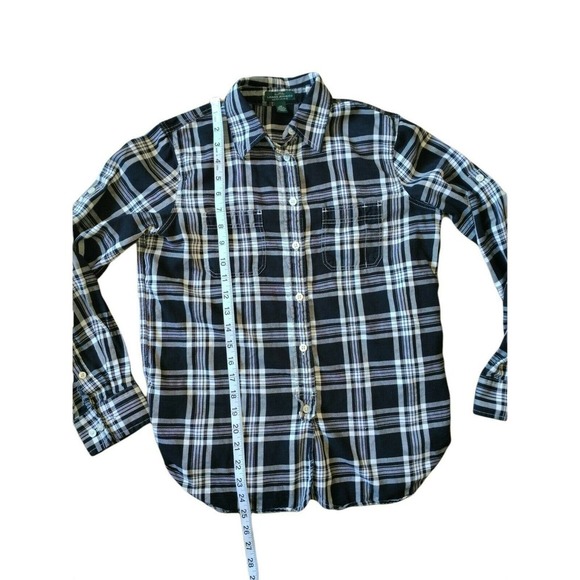 Lauren Ralph Lauren Black/White Plaid Button Up Roll Tab Shirt Size XS - Picture 8 of 8